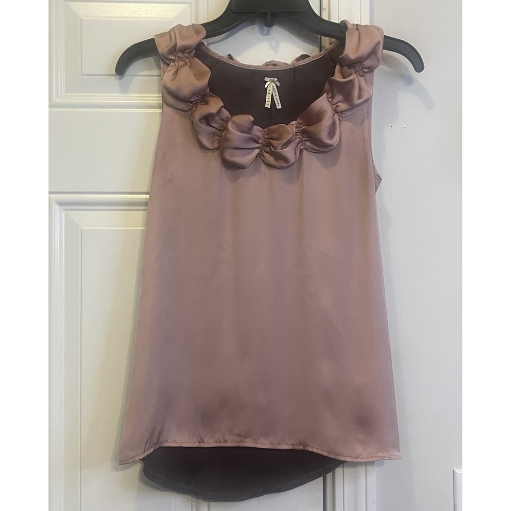 Y2K VTG Lapis Dusty Rose Satin Ruched Neck Tank Top Coquette Whimsigoth Sm Small